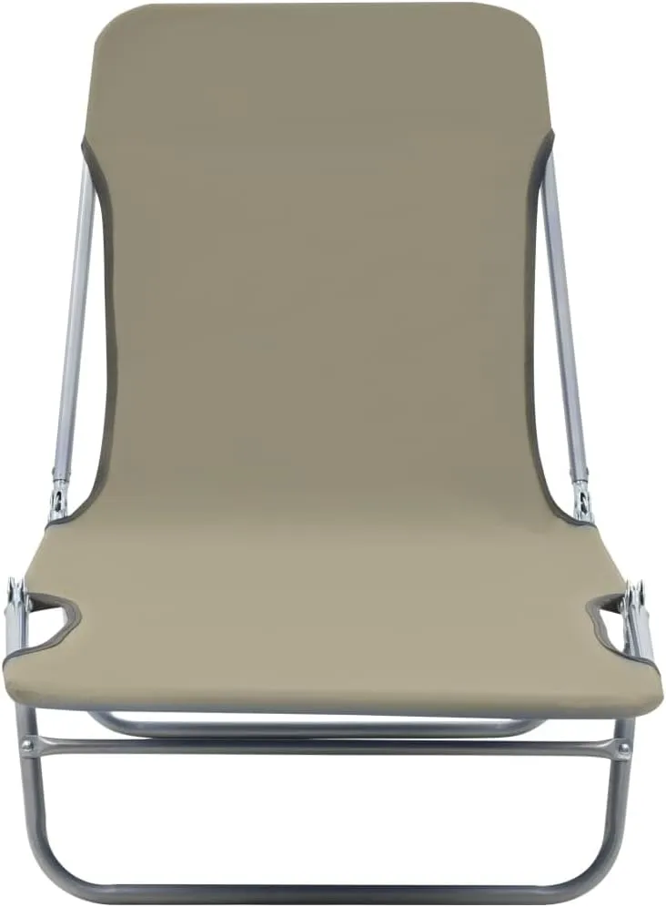 Folding Sun Loungers 2 pcs Steel and Fabric TaupeLuxury Sun Loungers with Adjustable Backrest and Cushioned Seat