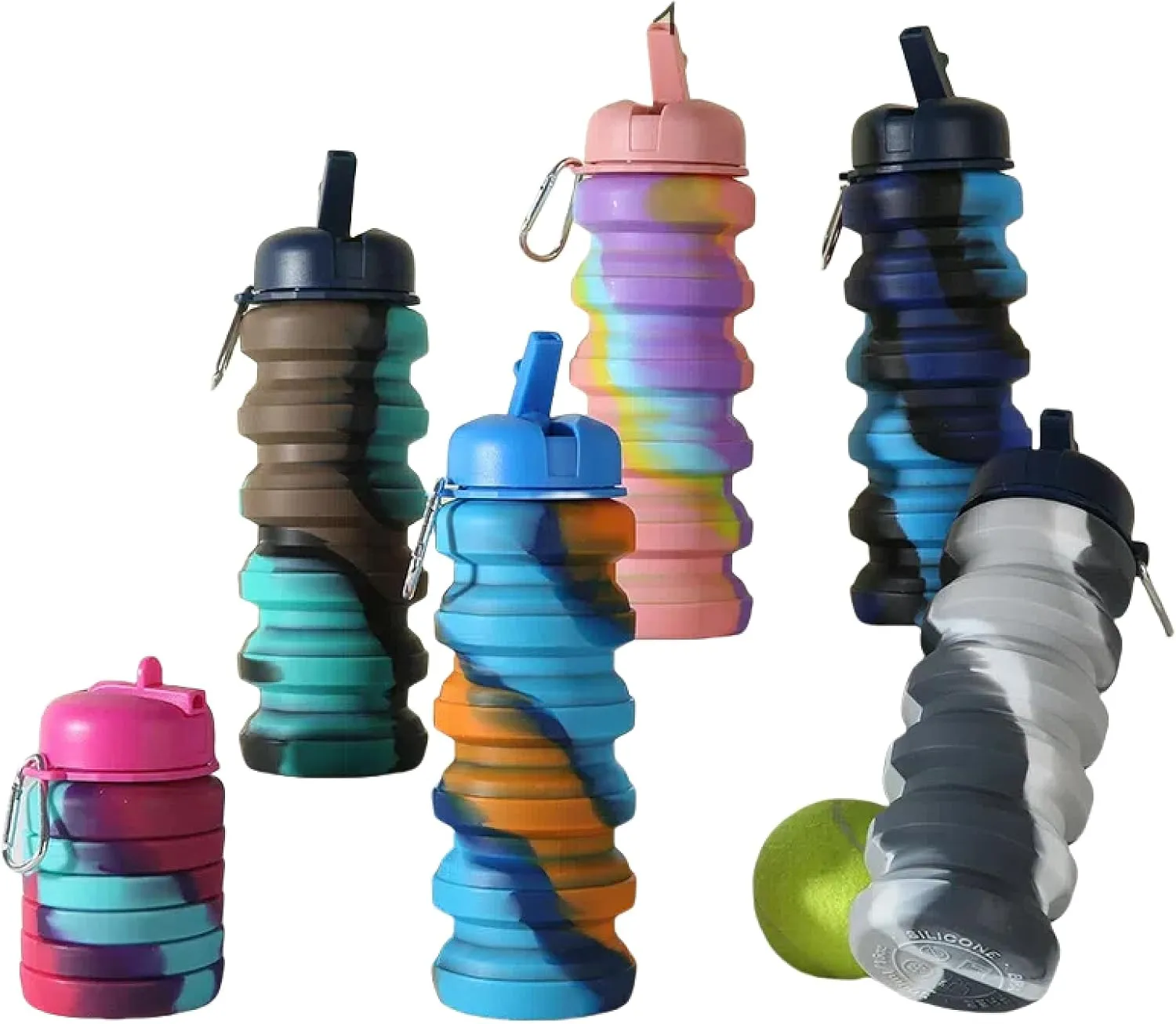 Food grade silicone folding water cup portable retractable drinking cup sports water bottle