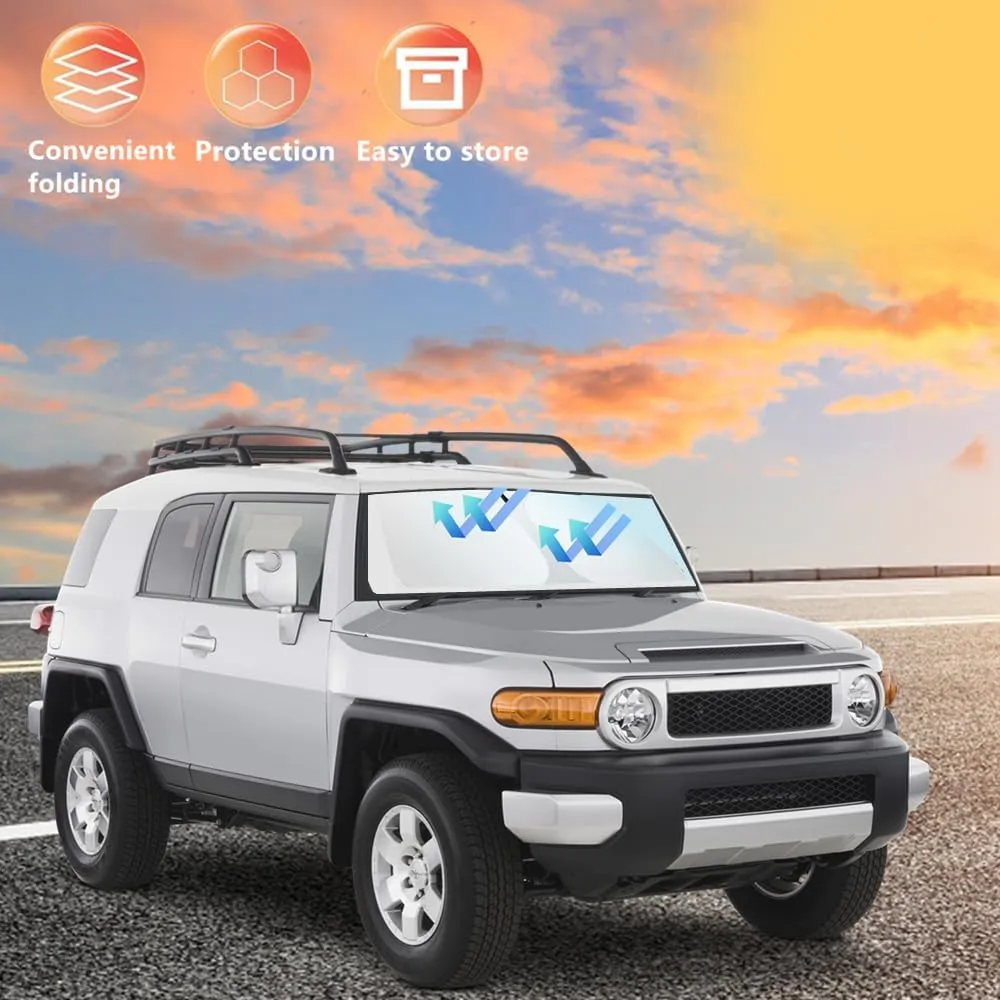 for Toyota FJ Cruiser 2007-2021 Sun Shade Sunshade Windshield Accessories 240T Upgrade Foldable Sunshade Custom Windshield Sun Visor Blocks UV Rays