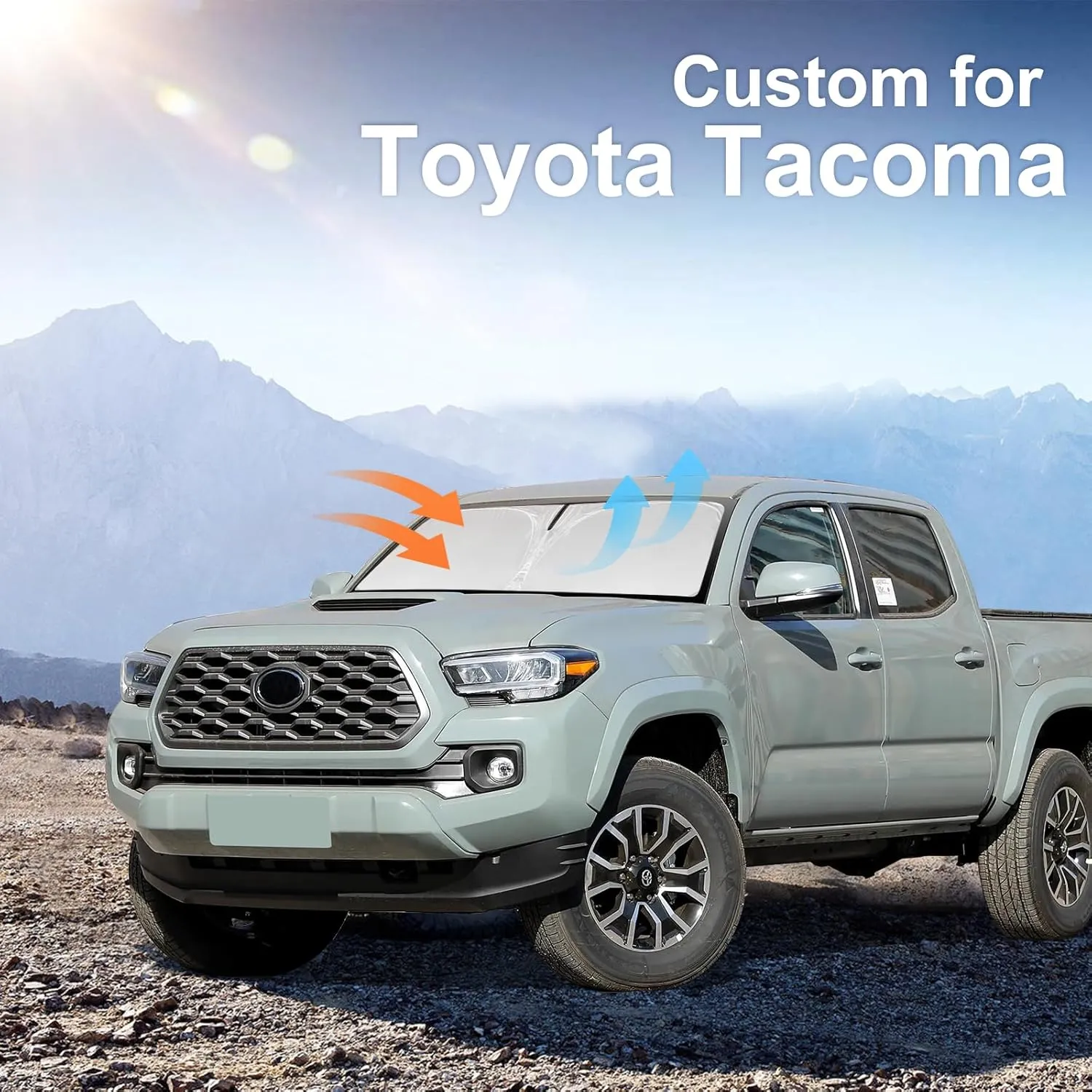 for Toyota Tacoma 2016-2023 2024 2025 Sun Shade Sunshade Windshield Cover - 4 Layers Front Window Shade Custom Fit Tacoma 2Dr 4Dr Pickup Sun Visor 240T Shade Blocks UV Rays Car Accessories