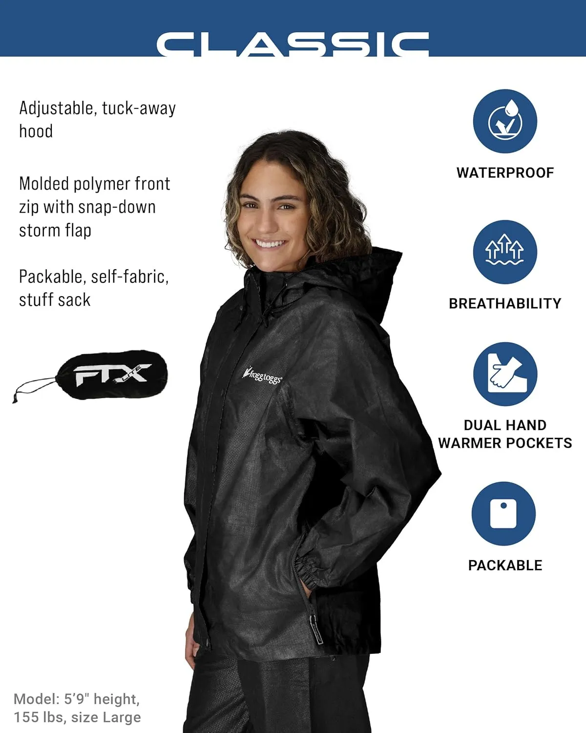 FROGG TOGGS Women's Classic Pro Action Waterproof Rain Jacket