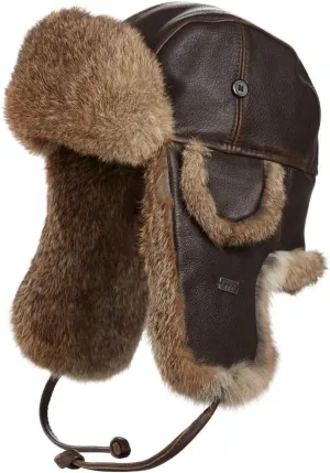 frr Vintage Rodeo Leather Rabbit Fur Aviator Hat