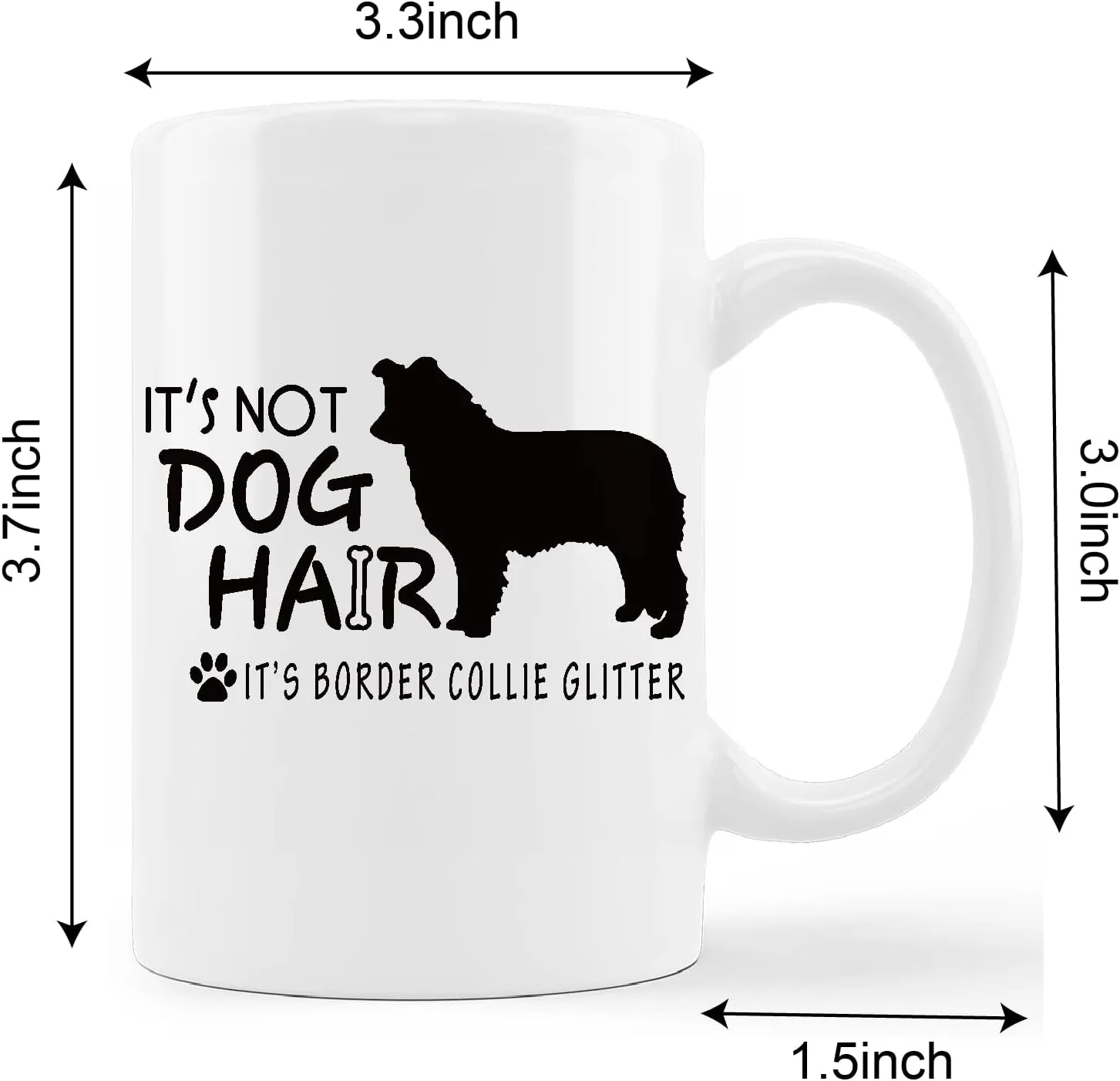 Funny Border Collie Mug Cup,It's Not Dog Hair It's Border Collie Glitter Ceramic Mug-11oz Coffee Milk Tea Mug Cup,Gifts For Dog Lovers Border Collie Mom Dog Mom Women Men Teen Girls,Pet Lovers Gifts