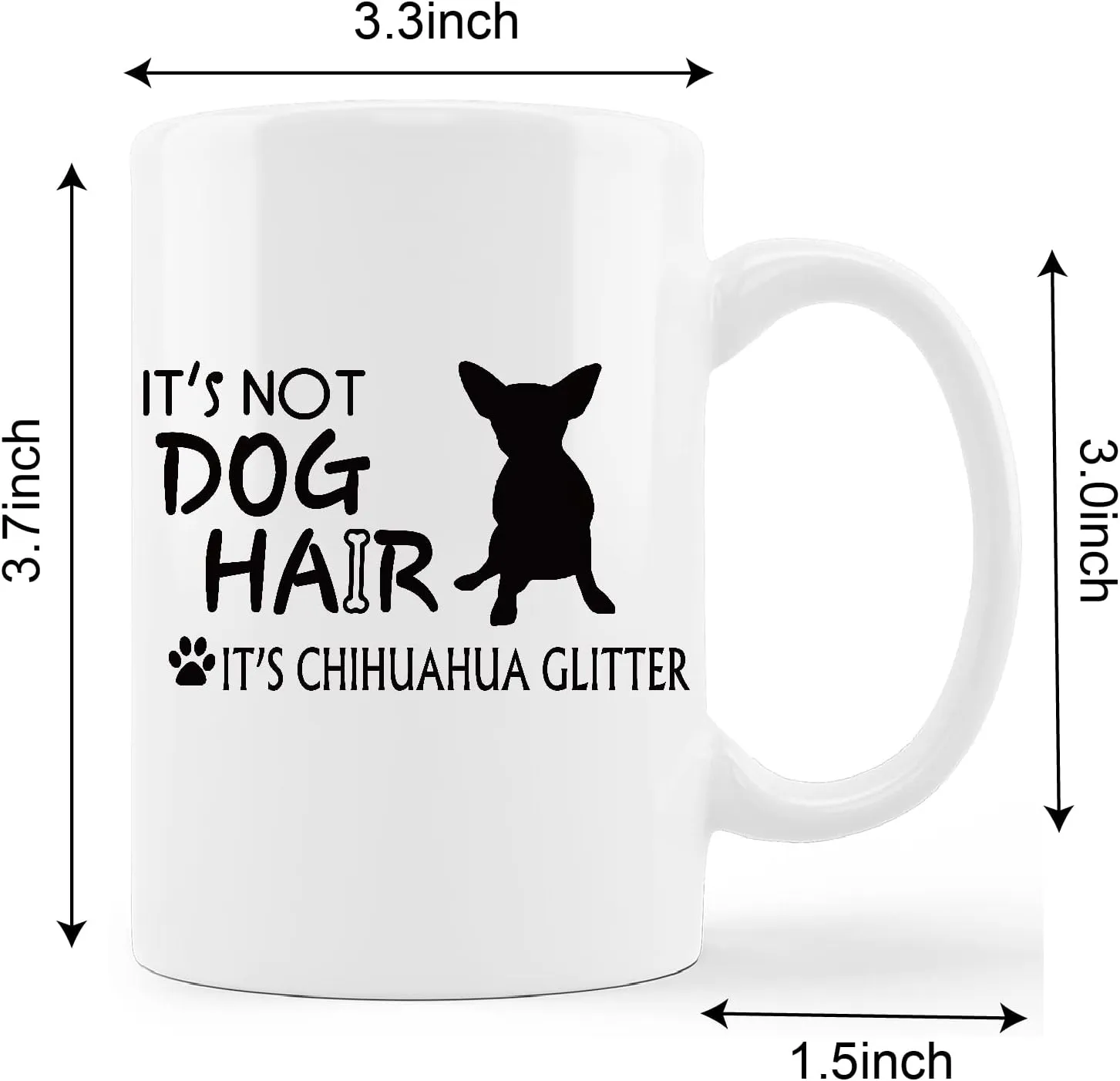 Funny Chihuahua Mug Cup,It's Not Dog Hair It's Chihuahua Glitter Ceramic Mug-11oz Coffee Milk Tea Mug Cup,Gifts For Dog Lovers Chihuahua Mom Dog Mom Women Men Teen Girls,Pet Lovers Coworkers Gifts