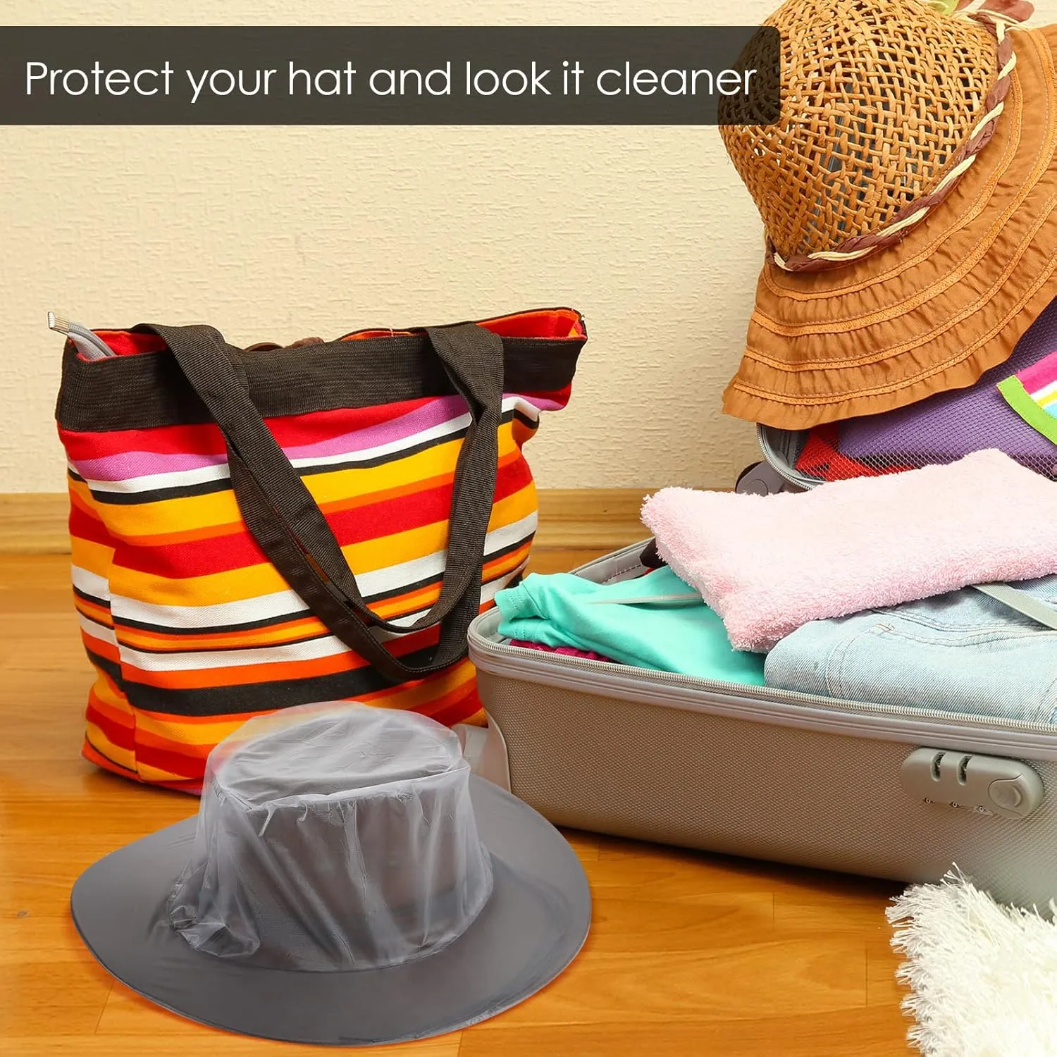 Funtery XXL Cowboy Hat Cover Rain Dust Plastic waterproof Hat Protectors for Storage Keep from Rain Snow