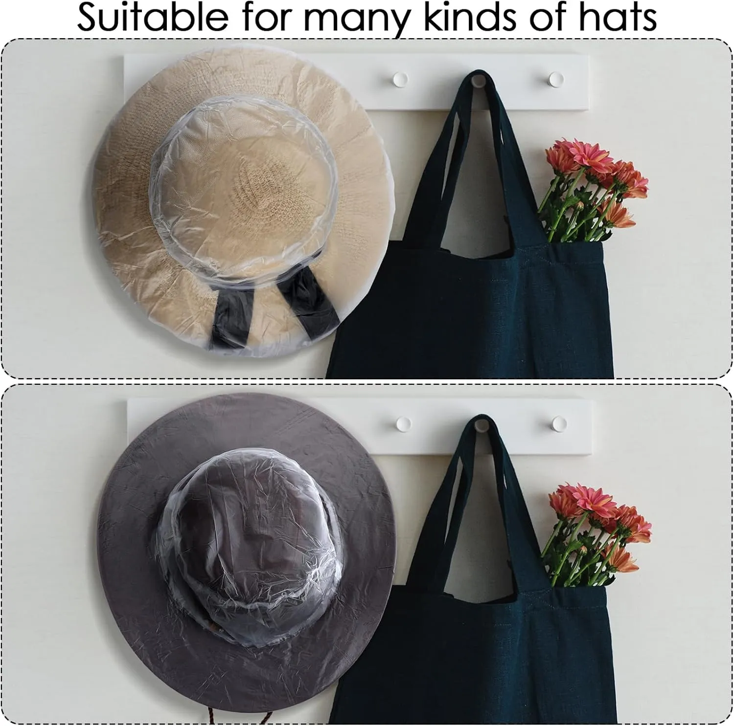 Funtery XXL Cowboy Hat Cover Rain Dust Plastic waterproof Hat Protectors for Storage Keep from Rain Snow