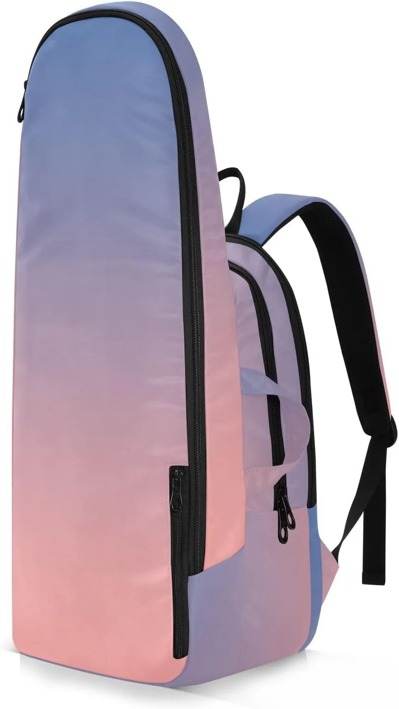 GAIGEO Blue Pink Gradient Pickleball Backpack, Multiple Storage Compartments Pickleball Bags, Foldable Racket Pocket