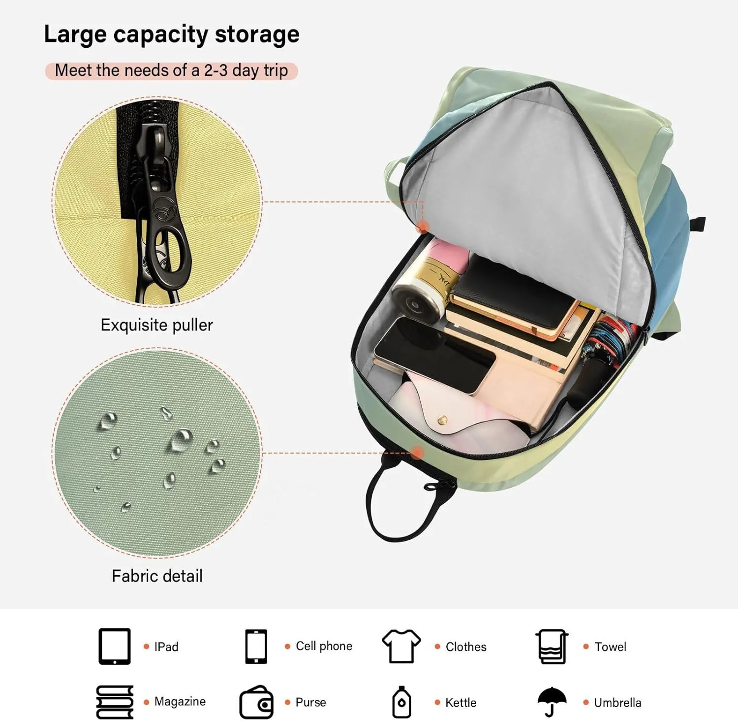 GAIGEO Blue Pink Gradient Pickleball Backpack, Multiple Storage Compartments Pickleball Bags, Foldable Racket Pocket