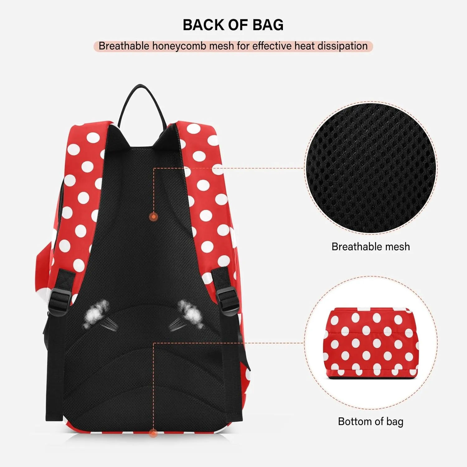 GAIGEO Polka Dot Racket Bag, Multilayer Design Badminton Bag, Sports and Daily Use