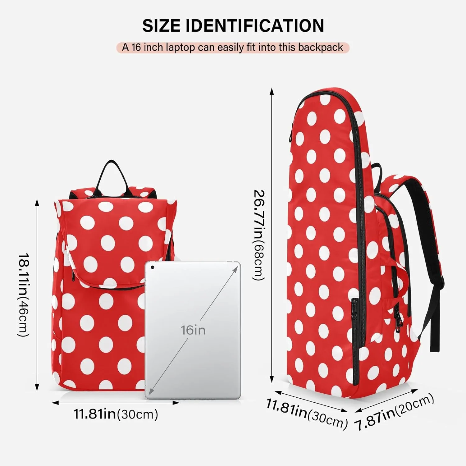 GAIGEO Polka Dot Racket Bag, Multilayer Design Badminton Bag, Sports and Daily Use