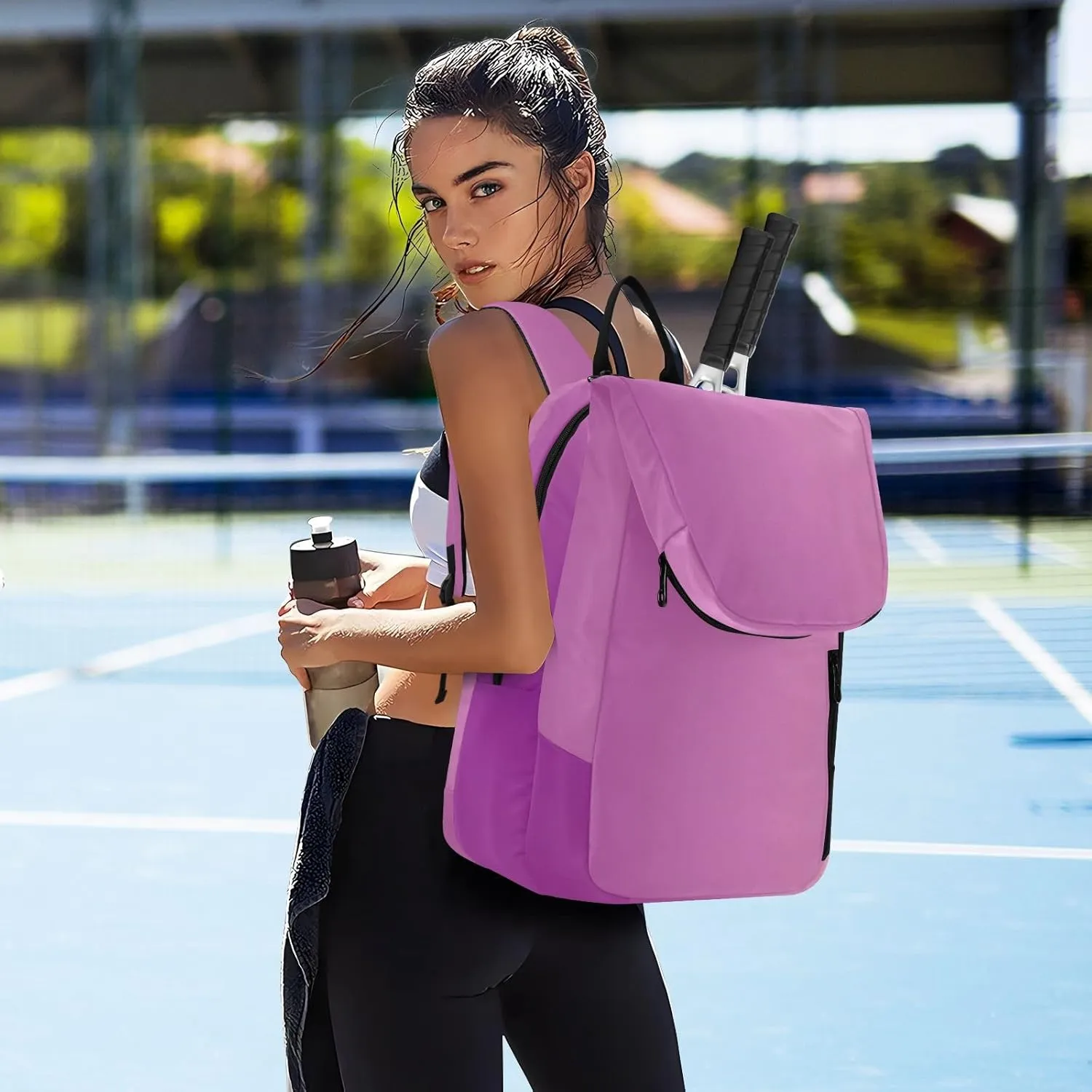 GAIGEO Racket Bag, Multiple Storage Compartments, Foldable Racket Pocket