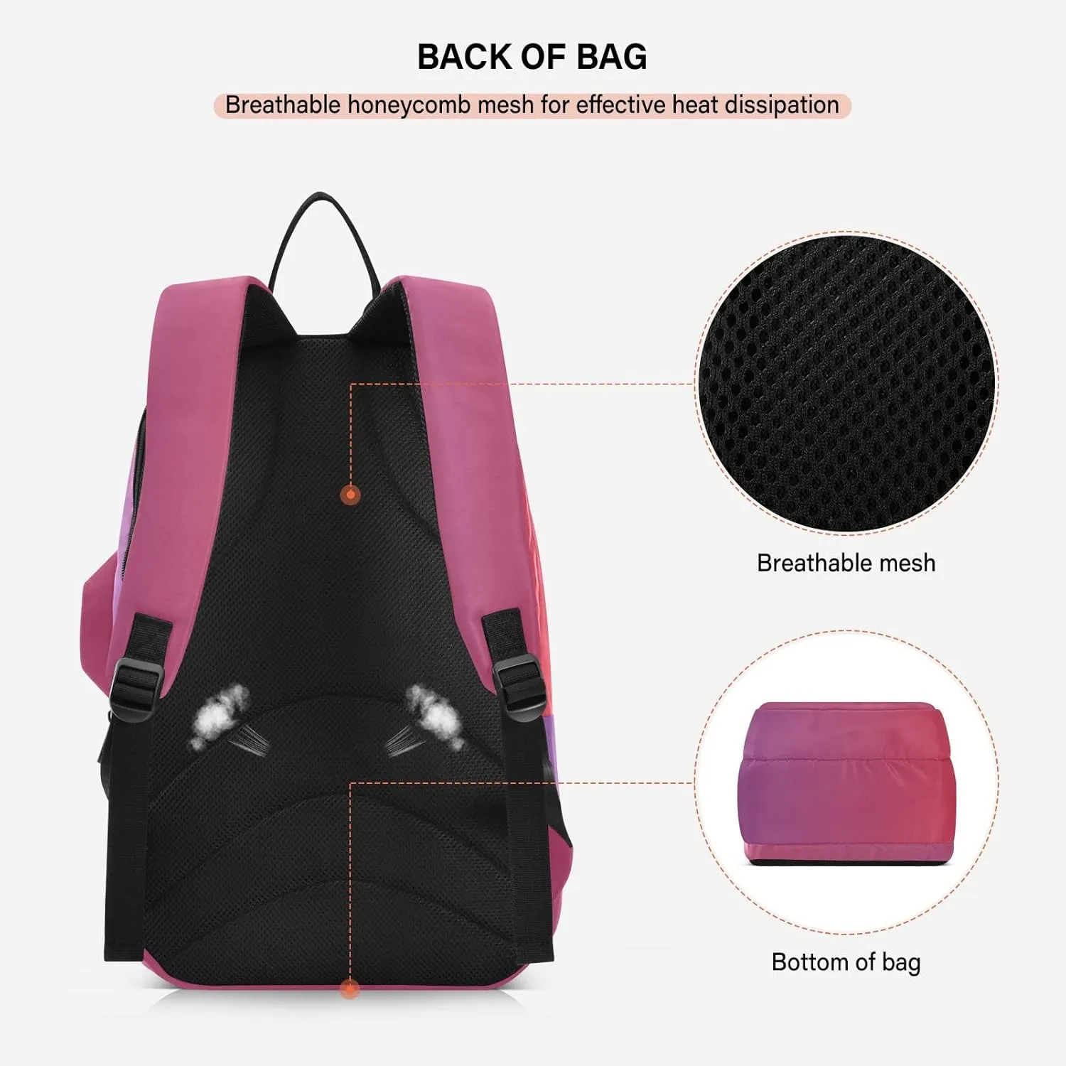 GAIGEO Silver Pink Glitter Tennis Racquet Bag, Multiple Storage Compartments, Foldable Racket Pocket