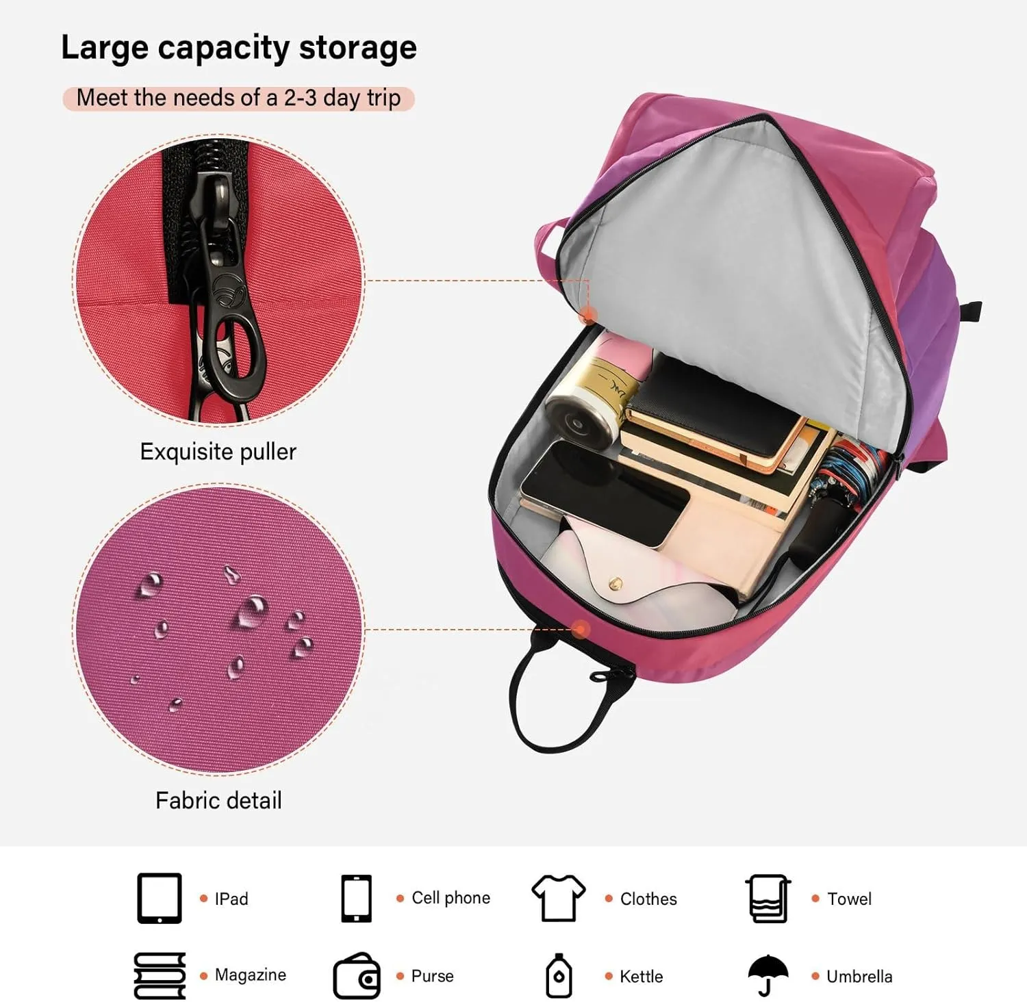 GAIGEO Silver Pink Glitter Tennis Racquet Bag, Multiple Storage Compartments, Foldable Racket Pocket