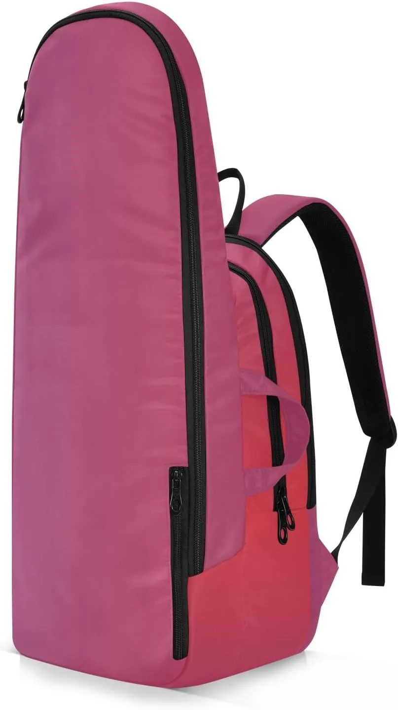 GAIGEO Silver Pink Glitter Tennis Racquet Bag, Multiple Storage Compartments, Foldable Racket Pocket