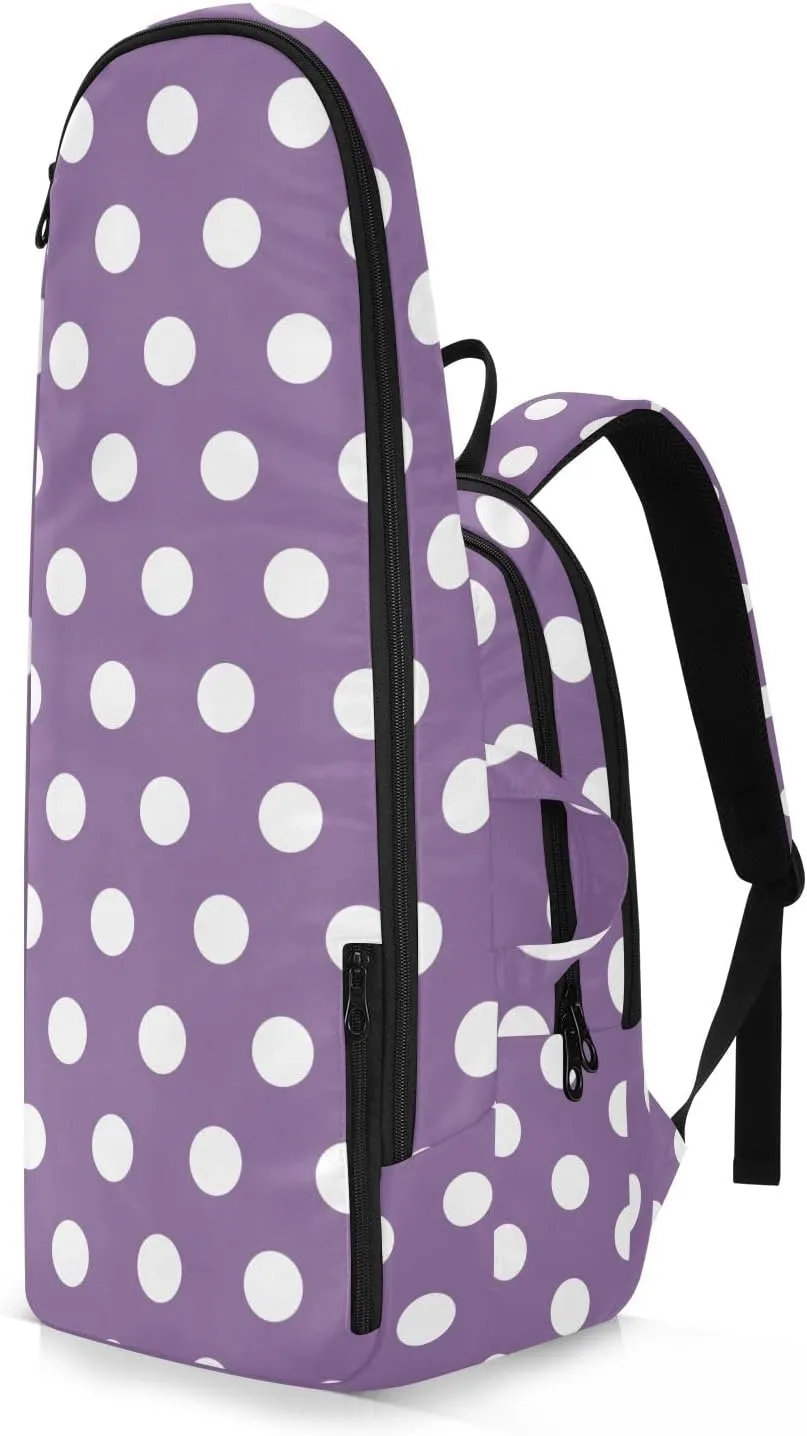 GAIGEO White Brown Retro Polka Dot Pickleball Bag, Multiple Storage Compartments, Foldable Racket Pocket