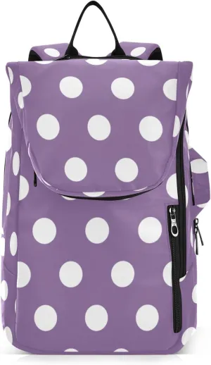 GAIGEO White Brown Retro Polka Dot Pickleball Bag, Multiple Storage Compartments, Foldable Racket Pocket
