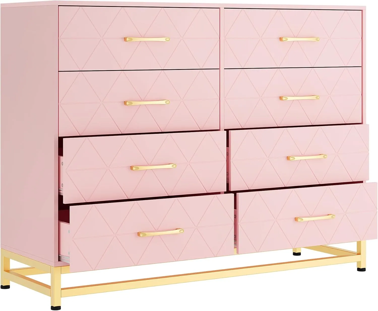 GAOMON Dresser for Bedroom with 8 Drawer, TV Stand Dressers Chest of Drawers for Living Room Hallway Entryway, Pink
