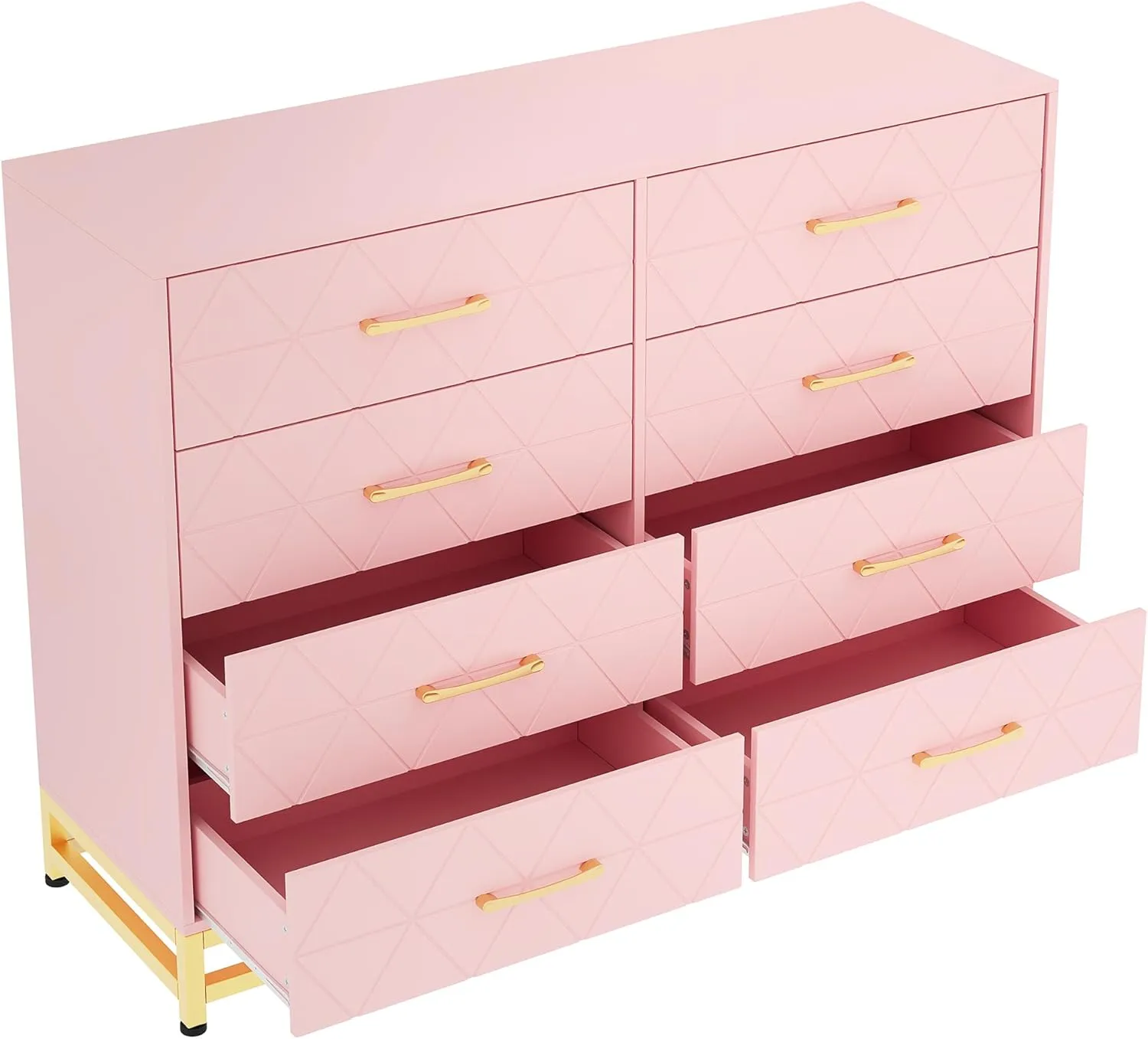 GAOMON Dresser for Bedroom with 8 Drawer, TV Stand Dressers Chest of Drawers for Living Room Hallway Entryway, Pink