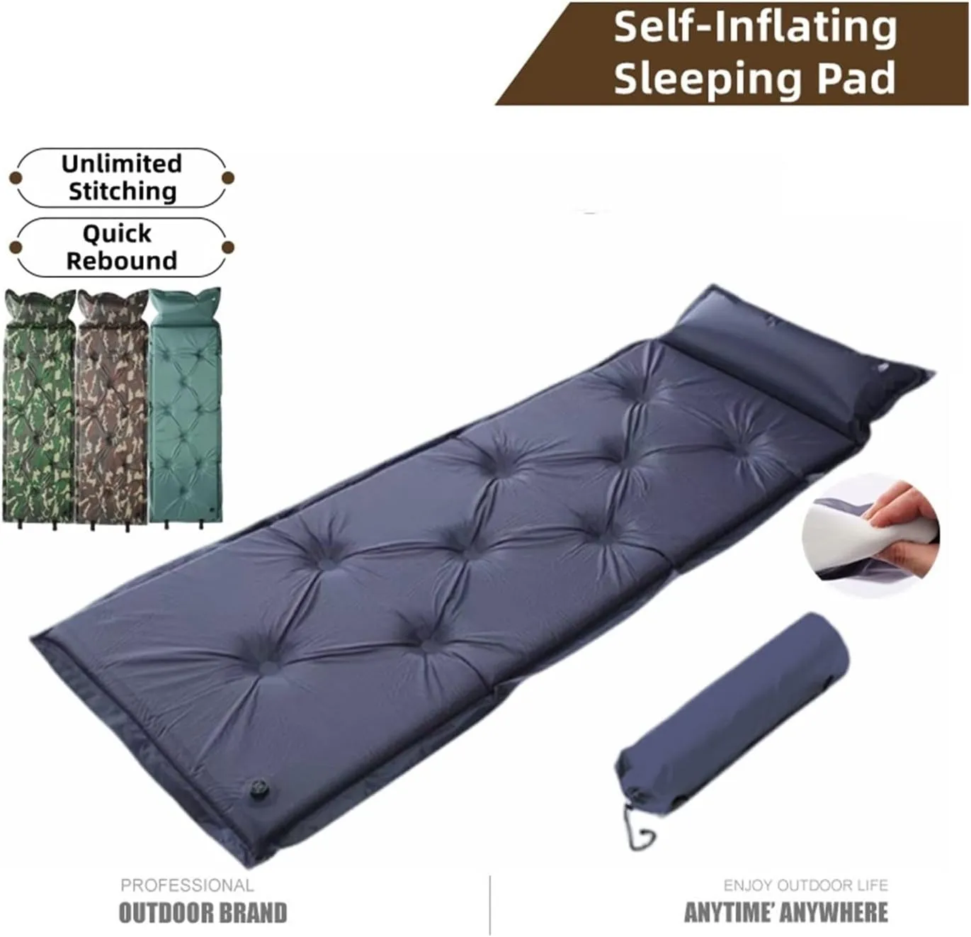 GaRcan Outdoor Camping Mat Ultralight Portable Travel Sleeping Pad Collapsible Splicing Automatic Inflatable Mattress (B)