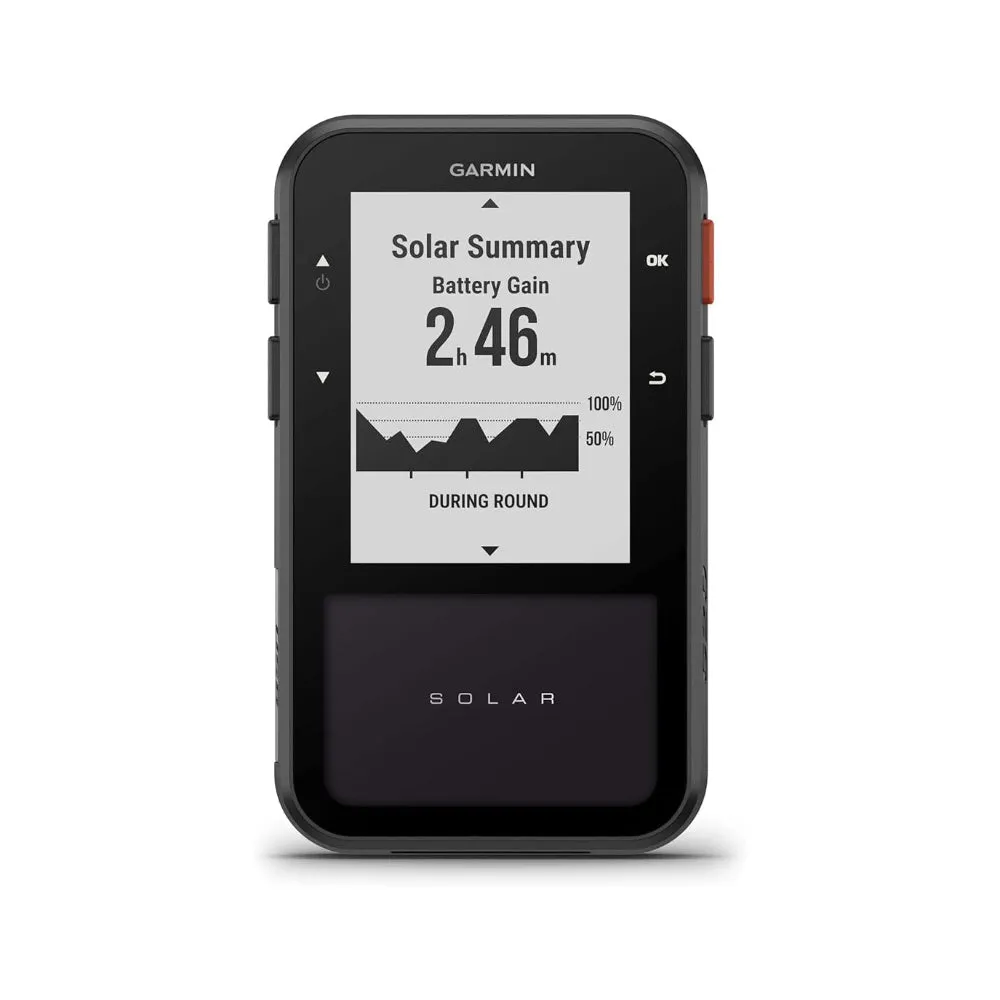 Garmin Approach® G20 Solar Unisex Black Sunlight-Readable High Resolution Display Built-in Magnet To Mount On Your Cart Big Numbers For Easy Reading GPS Golf Handheld With Solar Charging - 010-02889-00