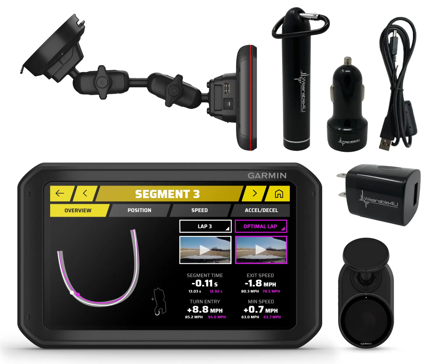 Garmin Catalyst, Driving Performance Optimizer for Motorsports and High Performance Driving, 6.95 inch with Wearable4U  Bundle