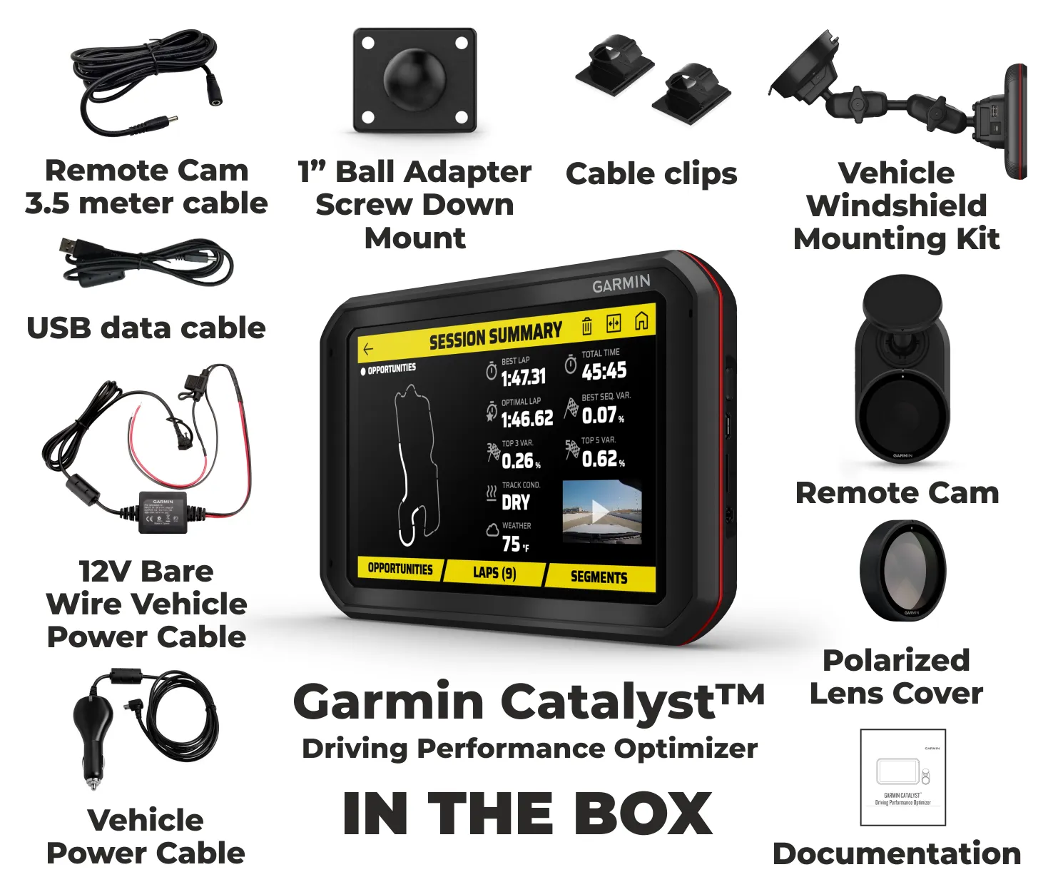 Garmin Catalyst, Driving Performance Optimizer for Motorsports and High Performance Driving, 6.95 inch with Wearable4U  Bundle