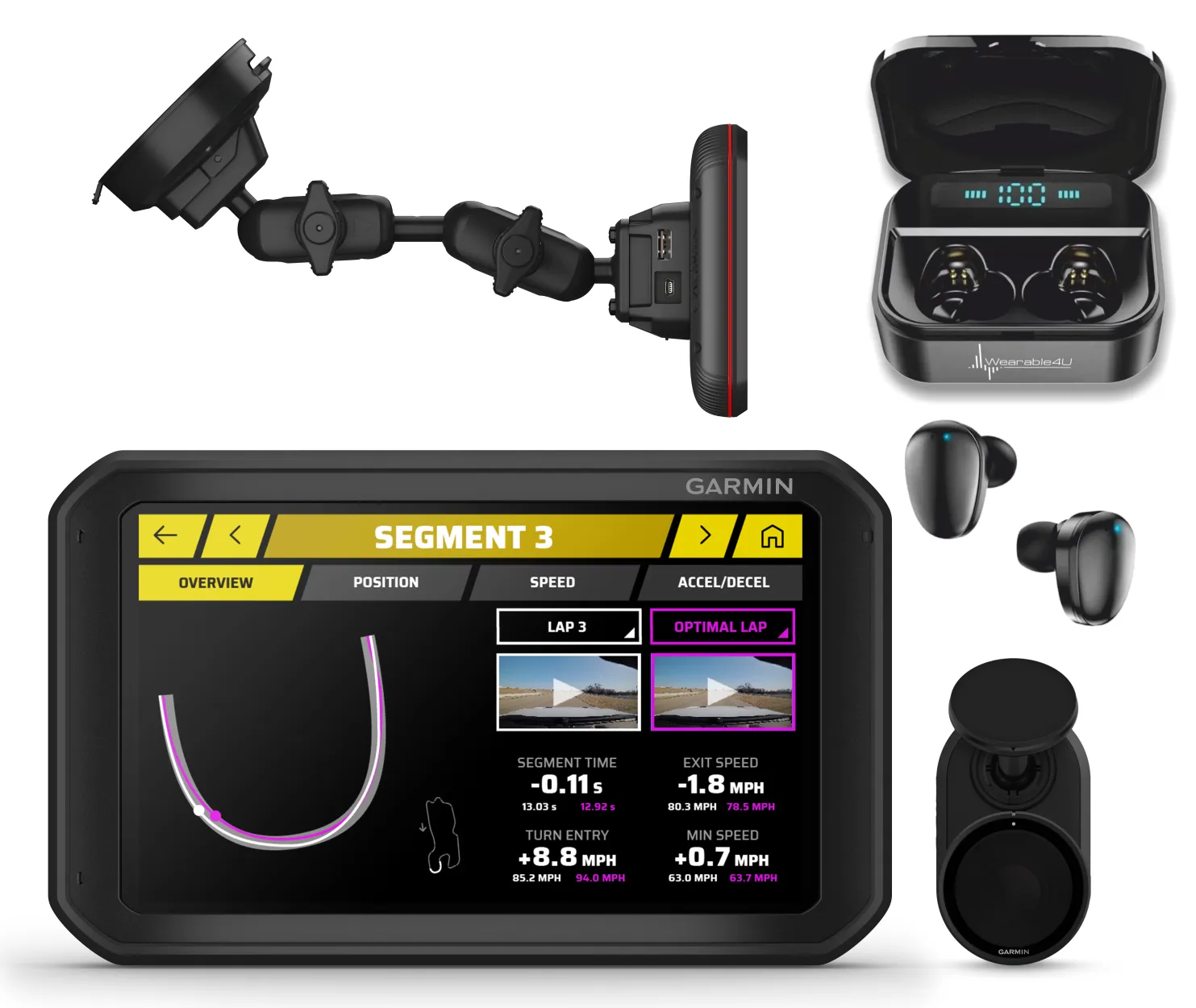 Garmin Catalyst, Driving Performance Optimizer for Motorsports and High Performance Driving, 6.95 inch with Wearable4U  Bundle