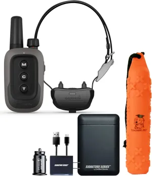 Garmin Delta SE Training Dog Collar Bundle - Water Resistant, Simple 3-Button Dog Training eCollar System with Handheld and Teacher's Pet Bumper & Power Bundle