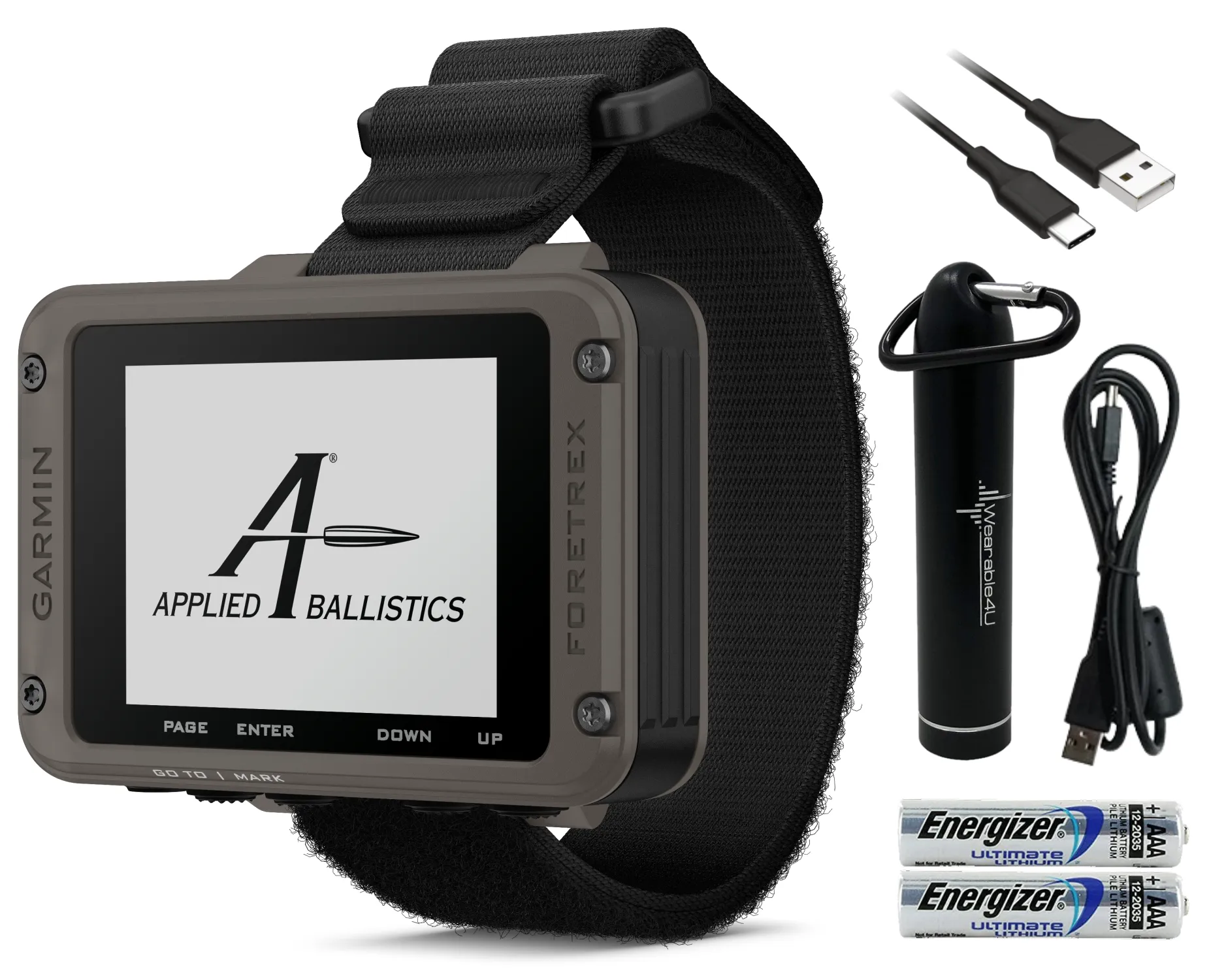 Garmin Foretrex 901 Wrist-mounted GPS Navigator, Ballistic Edition with AAA Batteries and Wearable4U Power Bank Bundle