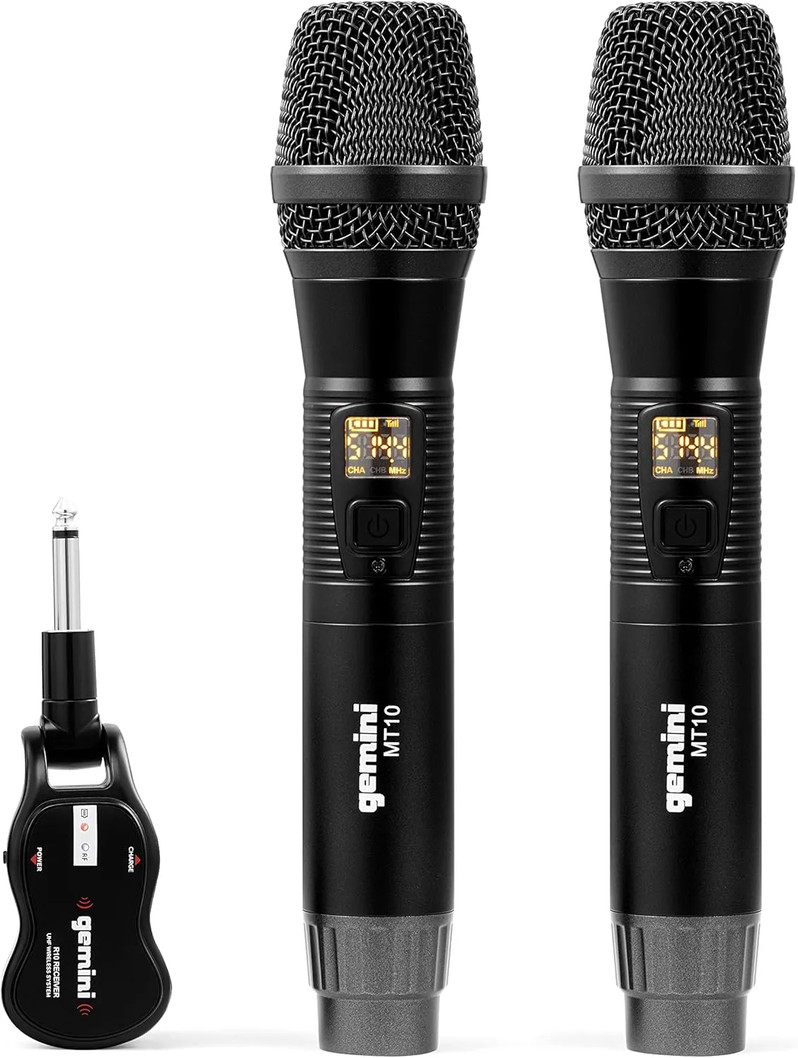 Gemini GMU-M200 Pro UHF Wireless Microphone Set, Rechargeable, 1/4" Jack, for PA/Mixers - Ideal for Karaoke, Live Performances, 2-Pack