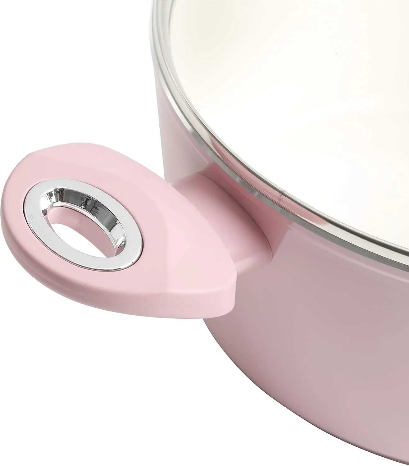Gibson Home Plaza Café Forged Aluminum Healthy PFA-Free Ceramic Pots and Pans Cookware Set, 7-Piece Set, Lavender Pink