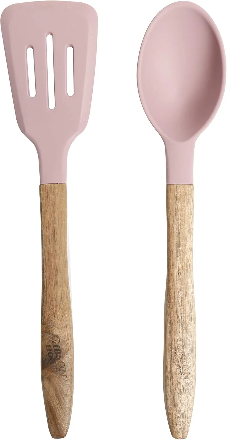Gibson Home Plaza Café Forged Aluminum Healthy PFA-Free Ceramic Pots and Pans Cookware Set, 7-Piece Set, Lavender Pink