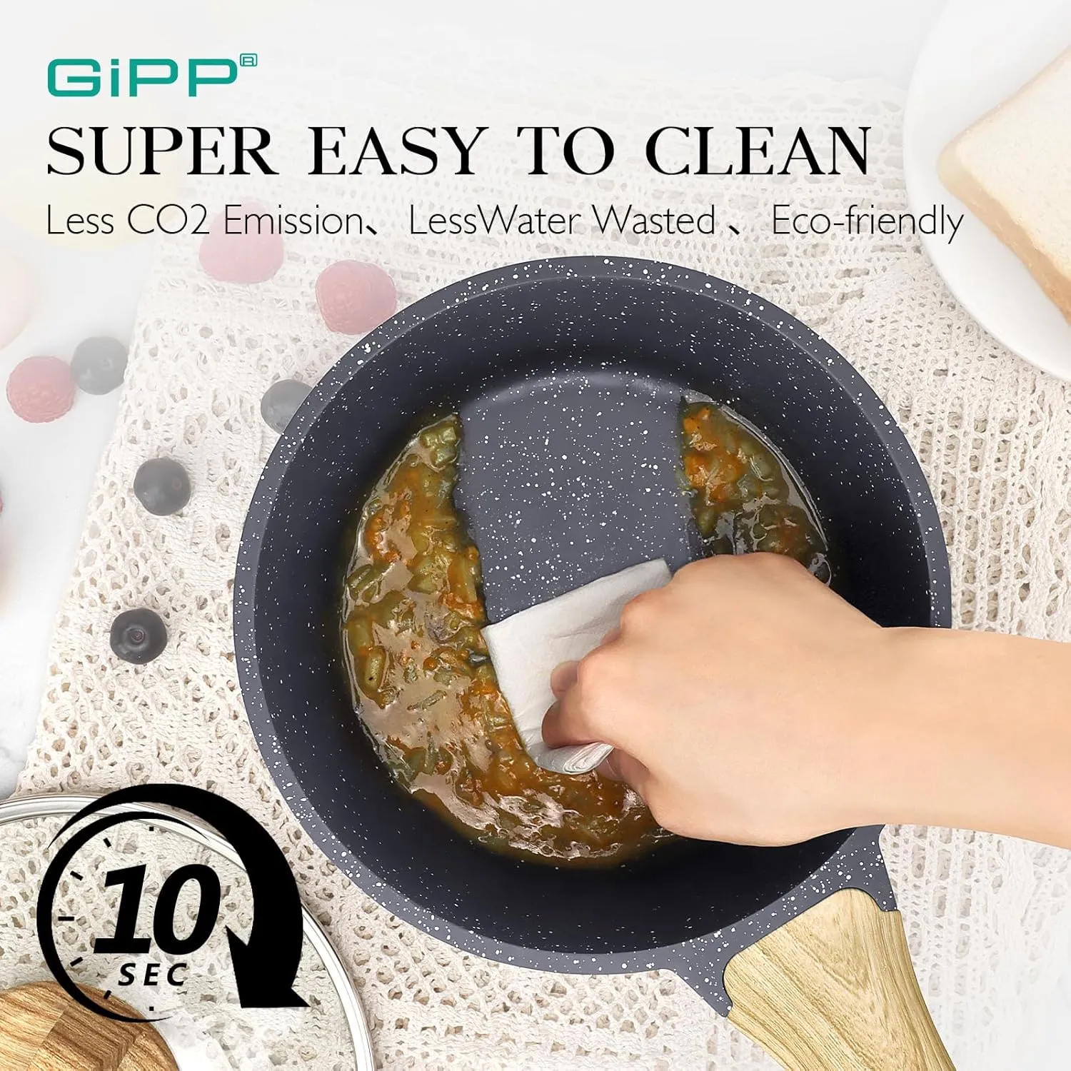 GiPP 1.5Qt & 2.5Qt Sauce Pan Set with Lid Nonstick - Grey Granite Non Stick Saucepan 4Pcs Sauce Pots Cooking Pot with Stay-cool Handle, Small Kitchen Pots Set Induction Pot, PFOA Free
