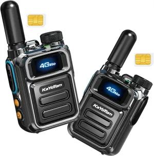 Global Walkie Talkies Unlimited Range POC 4G Nationwide Long Range PTT Push-to-Talk Over Cellular Handheld 5000 Miles Long Distance Two Way Radio for Team Management (2PCS with SIM)