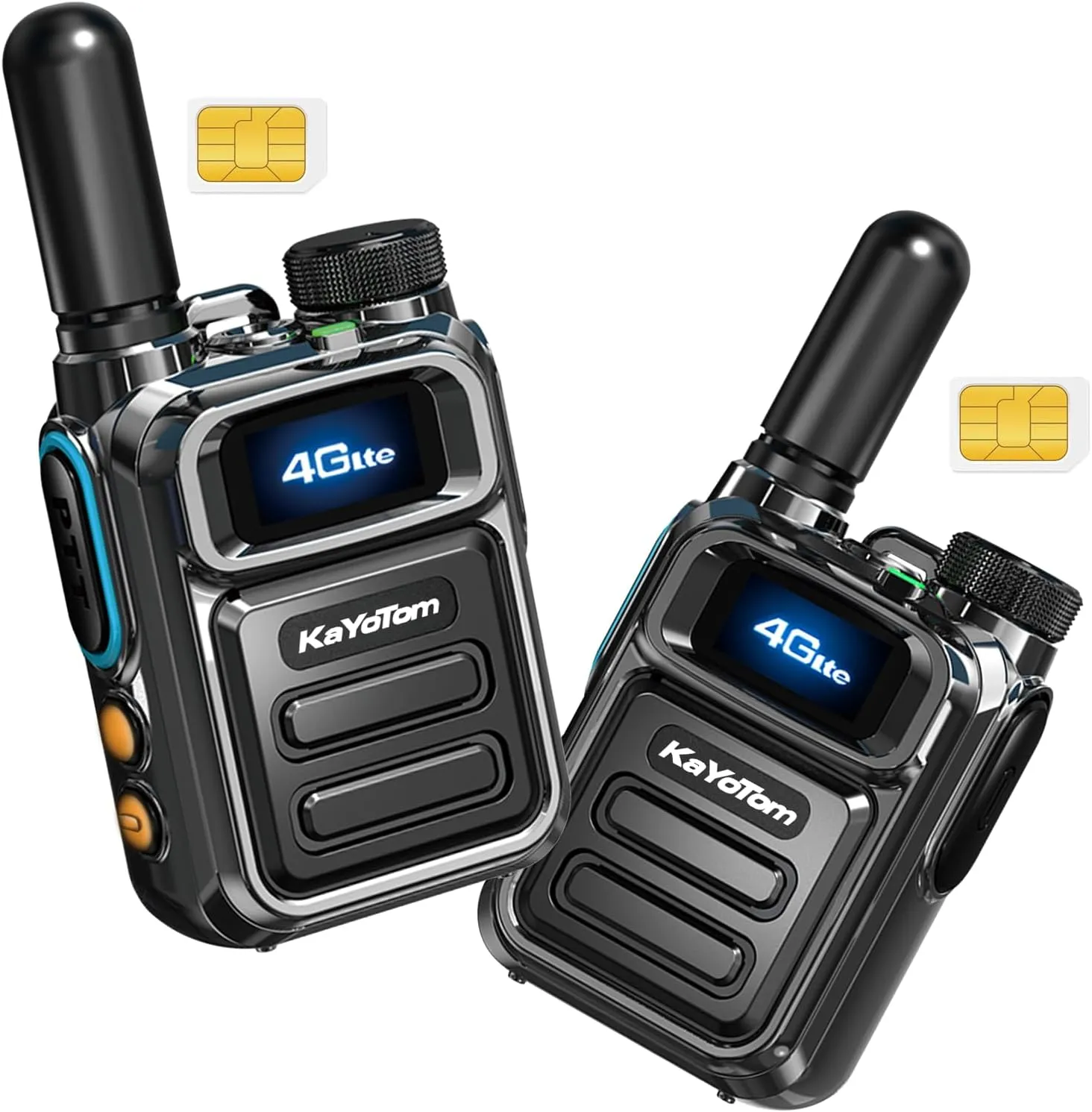 Global Walkie Talkies Unlimited Range POC 4G Nationwide Long Range PTT Push-to-Talk Over Cellular Handheld 5000 Miles Long Distance Two Way Radio for Team Management (2PCS with SIM)