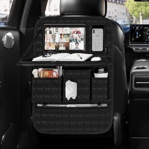 GMQ Seat Organizer 1 Pack, Car Backseat Organizer with Tray,Multifunctional Car Seat Back Storage Box Car Seat Back Storage with Foldable Tablet Holder (Black)
