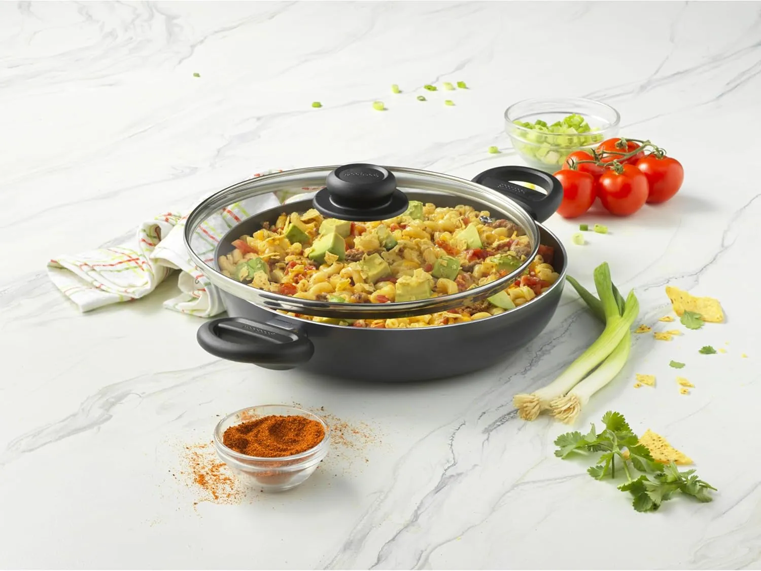 GoodCook Everyday 10.4-Inch Nonstick Cooking Pot with Lid, One Pot Meal Pan, Deep Casserole Dish, Aluminum Stockpot with Higher Walls, Ergonomic Handles, Even Heating, Black