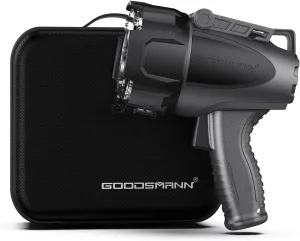 GOODSMANN 6000 Lumen Boat Spotlight - Waterproof Rechargeable LED Hunting Spotlight with Detachable Red Light Filter, EVA Carrying Case