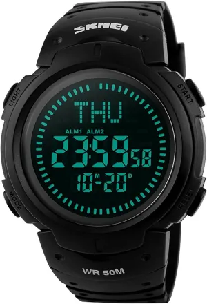 Gosasa Men’s Watch Sports Digital Compass Survival 50M Waterproof Stopwatch Alarm