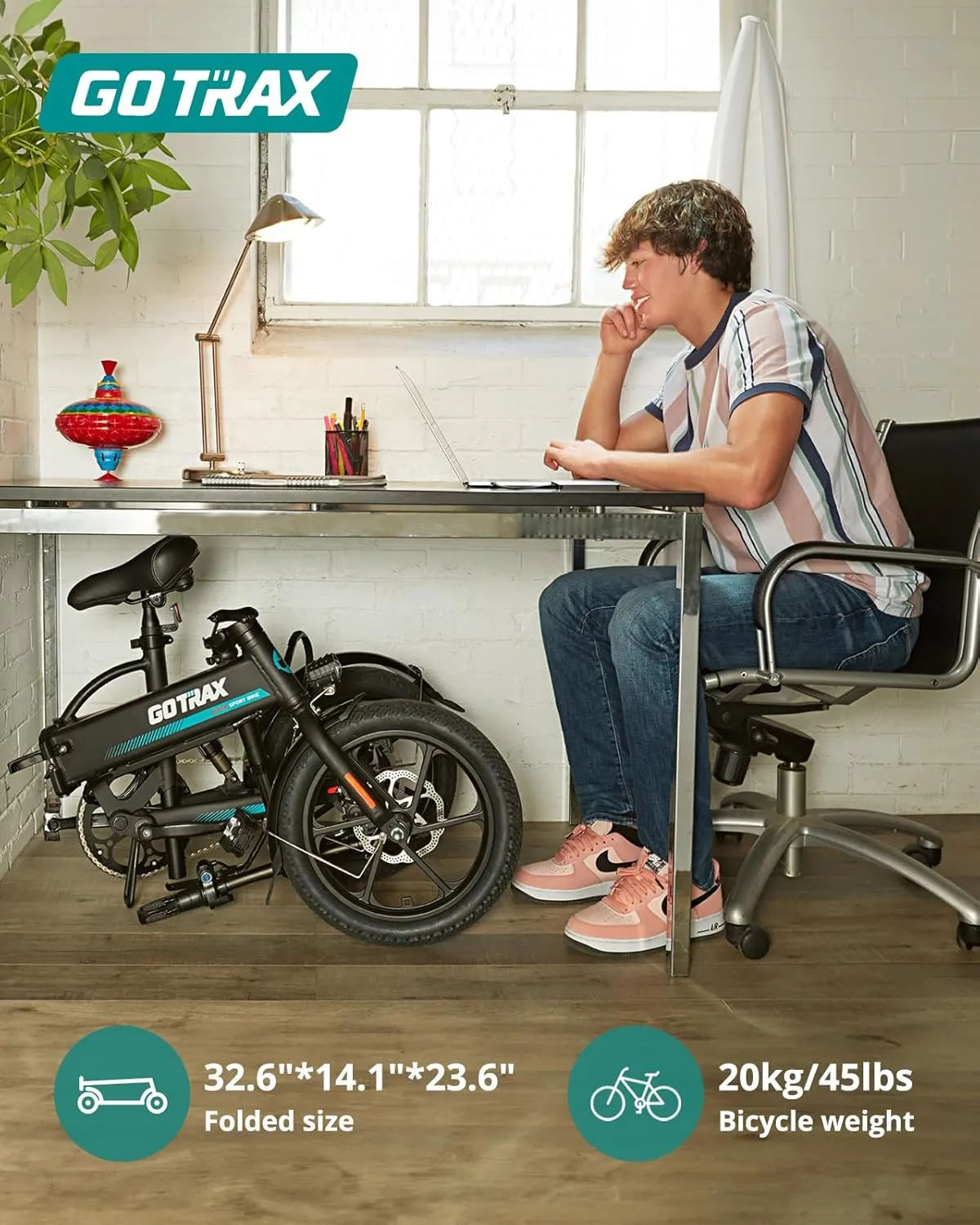 Gotrax 16" Folding Electric Bike, Max 28Miles Range(Pedal-Assist) & Speed 15.5Mph Power by Peak 500W, E-Bike with Removable Battery, Suspension & Adjustable Size, Commuter Bicycle for Adults/Teens