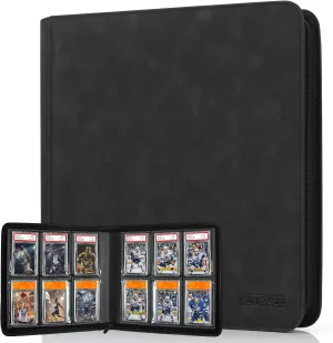 Graded Card Binder, 6 Slot Storage Binder for Graded Cards - Holds 60 Slabs, Cards Display Album compatible with PSA/CGC/PCG Slabs (Black)