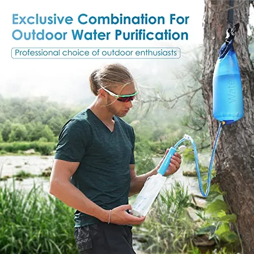 Gravity Water Filter Straw,Camping Water Filtration System, Water Purifier Survival