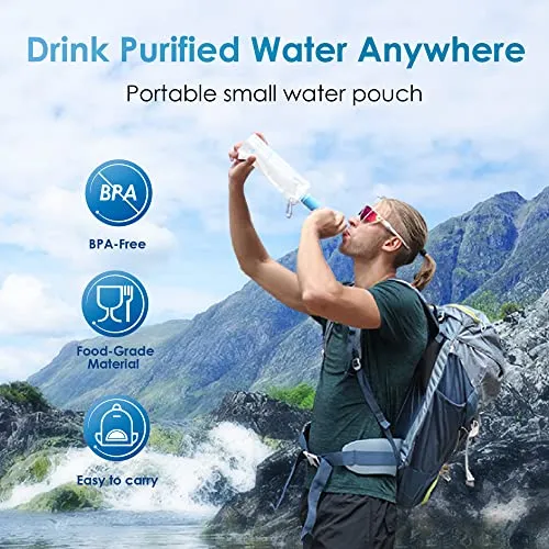 Gravity Water Filter Straw,Camping Water Filtration System, Water Purifier Survival