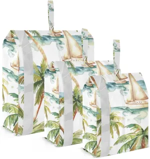 Green Palm Tree Travel Storage Bag with Lanyard - Portable Lightweight Classified Storage Bag with Zipper, Dust and Waterproof Travel Packing Cube for Suitcase,3 Pieces