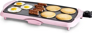GreenLife 20” Extra Large Electric Griddle, Non-Toxic PFAS & PFOA-Free Ceramic Nonstick, Temperature Control, Quick Even Heating, Removable Drip Tray, Pancakes, Eggs, Sausage, Easy Clean, Pink