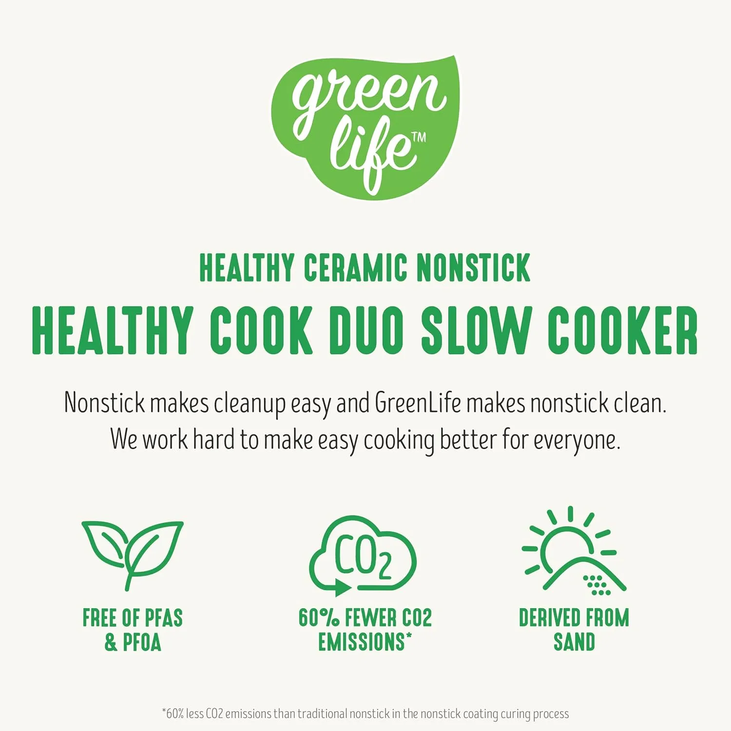 GreenLife 6 Quart Ceramic Slow Cooker, PFAS-Free, Programmable, Removable Healthy Nonstick Pot for Family Meals, Sear on Stovetop, Keep Warm, Digital Timer, Dishwasher Safe Glass Lid & Crock, Red