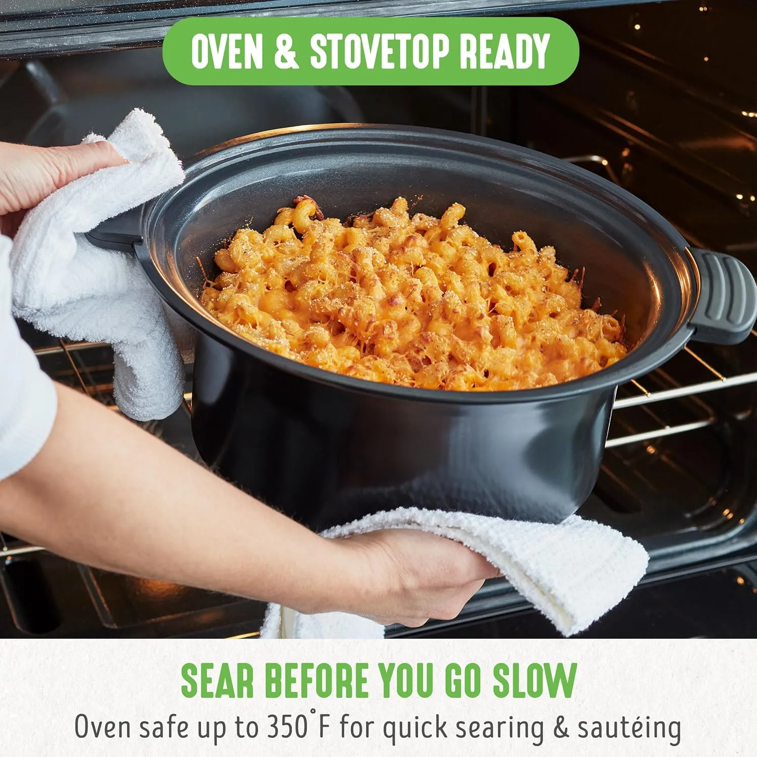 GreenLife 6 Quart Ceramic Slow Cooker, PFAS-Free, Programmable, Removable Healthy Nonstick Pot for Family Meals, Sear on Stovetop, Keep Warm, Digital Timer, Dishwasher Safe Glass Lid, Periwinkle