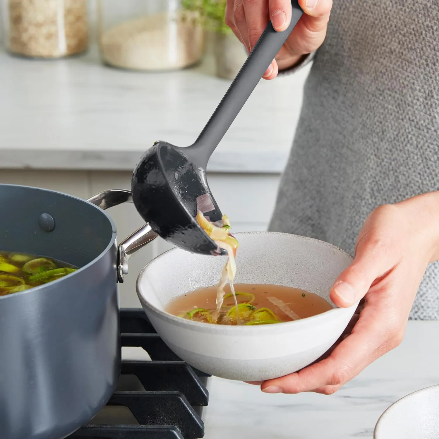 GreenPan Silicone 7 Piece Cooking Utensil Set, Ladle, Turners, Spatula, Spoons, Whisk, Flexible Nonstick Kitchen Tools Rigid Steel Core, Heat-Resistant, Anti-Slip Handle BPA-Free Dishwasher Safe, Gray