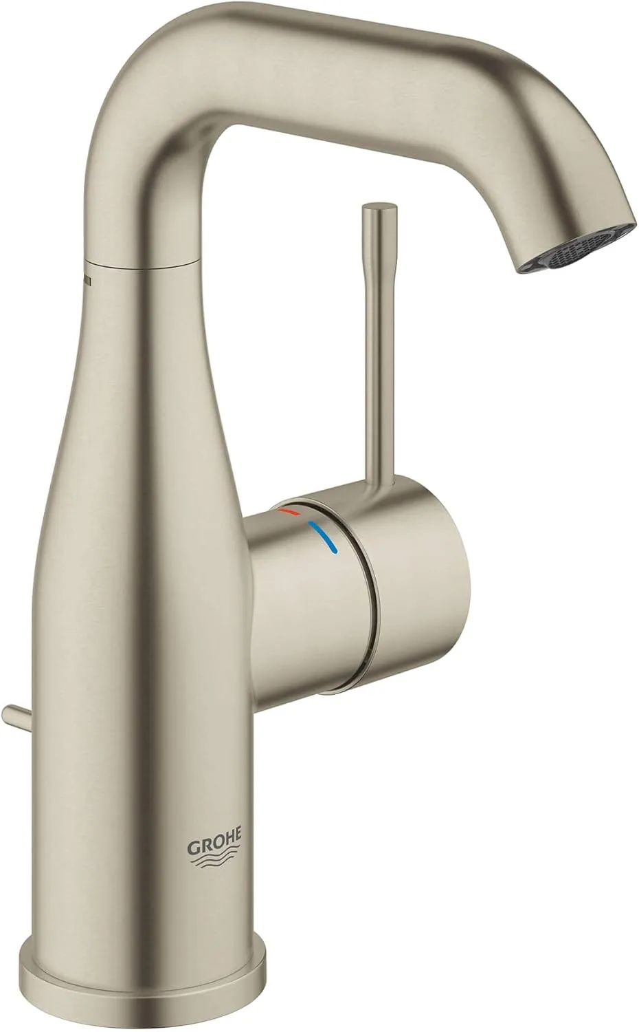 GROHE 23485ENA Essence, Single Hole Single-Handle M-Size Bathroom Faucet 1.2 GPM, Brushed Nickel