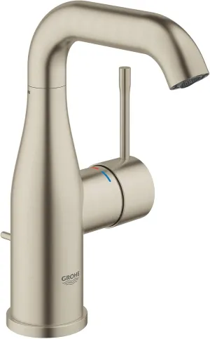 GROHE 23485ENA Essence, Single Hole Single-Handle M-Size Bathroom Faucet 1.2 GPM, Brushed Nickel